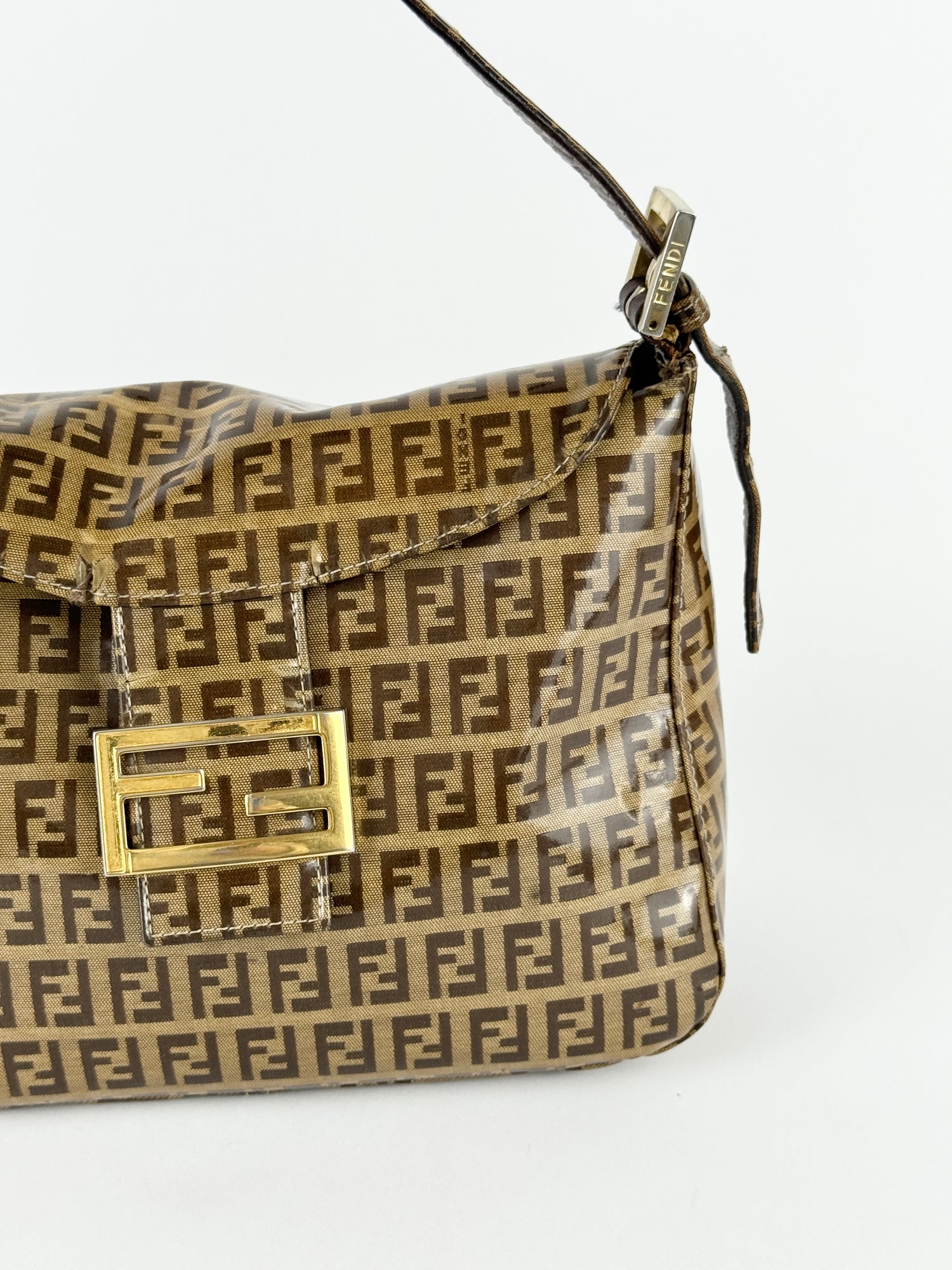 Vintage Fendi Zucca Mamma Baguette Shoulder Bag