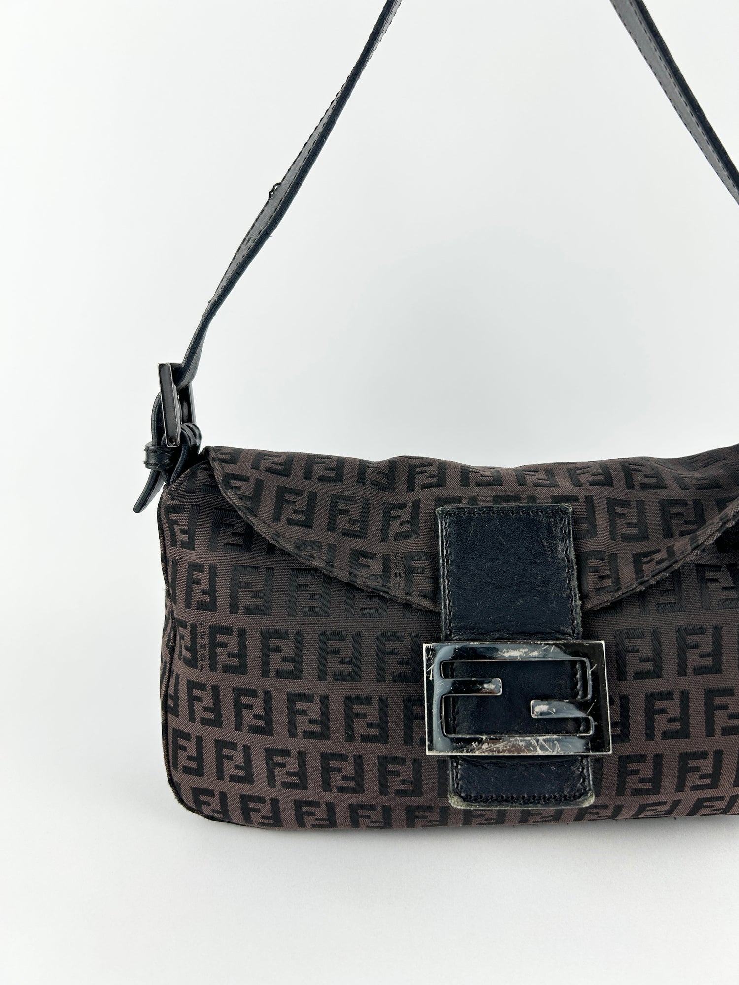 Vintage Fendi Zucca Baguette Shoulder Bag