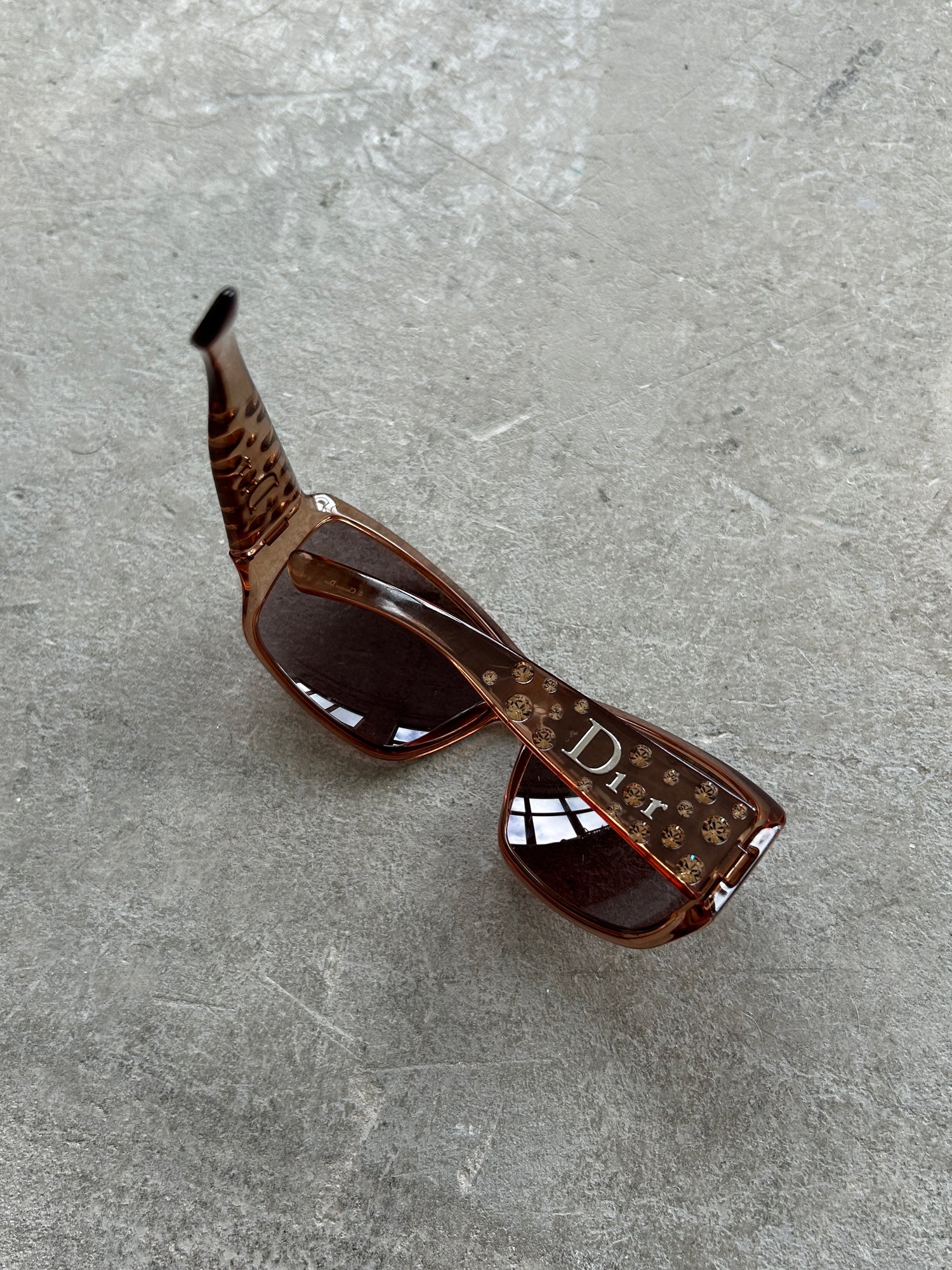 2000s Vintage Christian Dior Chunky Crystal Gem Sunglasses