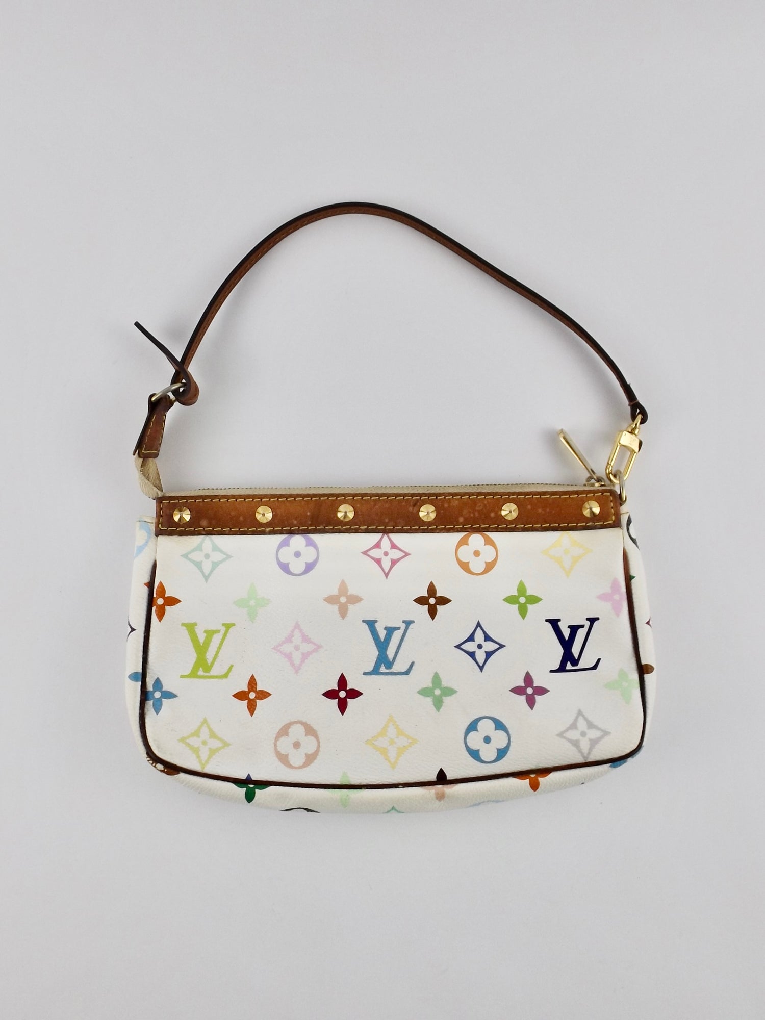 Vintage Louis Vuitton Takashi Murakami White Pochette Bag