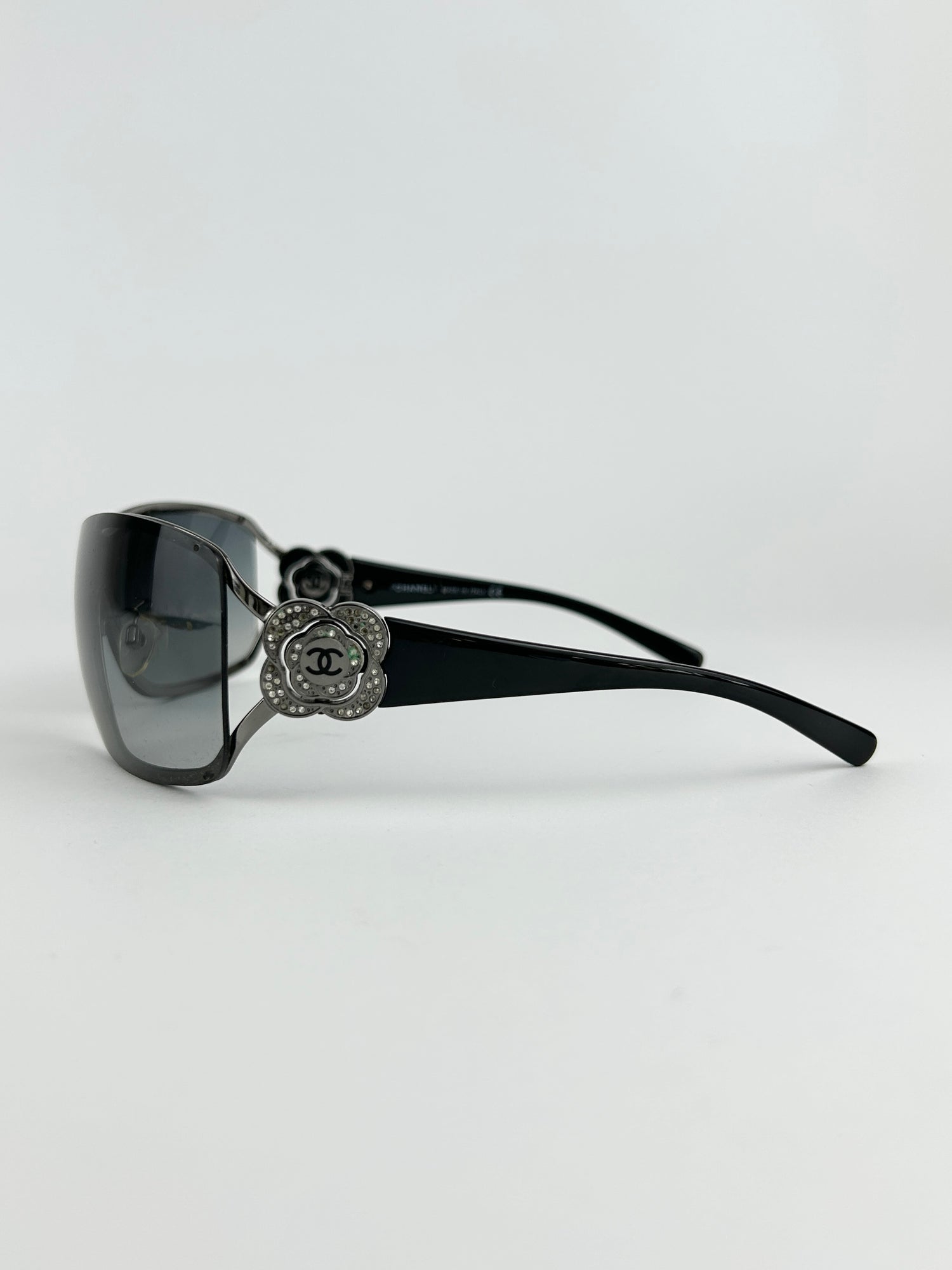 2000s Vintage Chanel Camellia Crystal Sunglasses