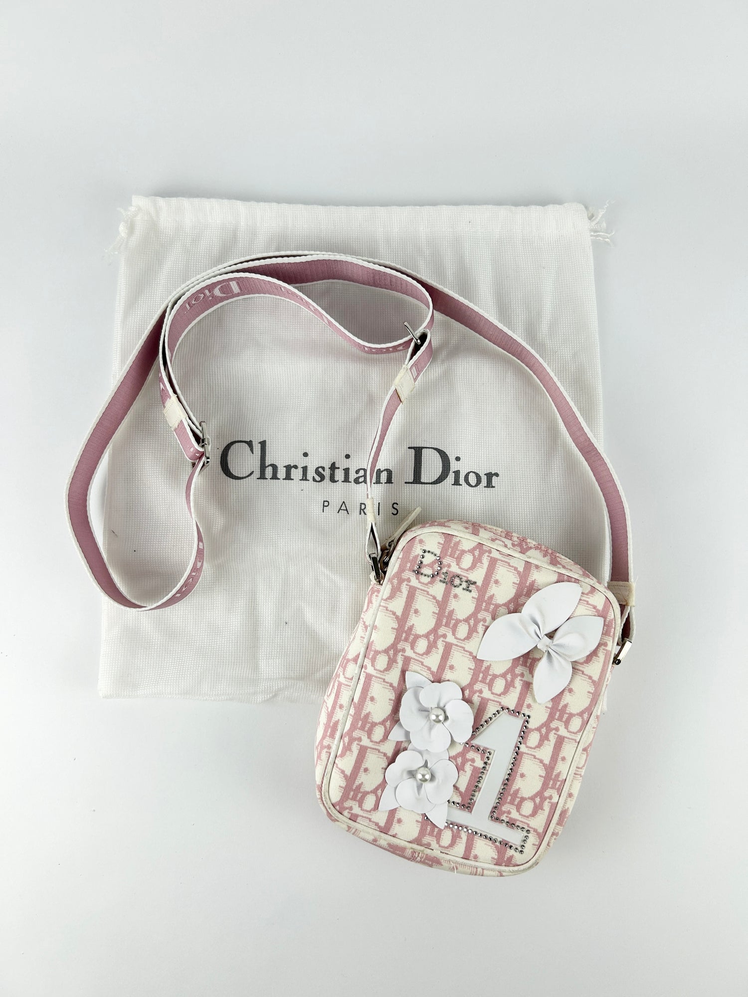 Vintage Christian Dior Pink Monogram Crossbody Bag