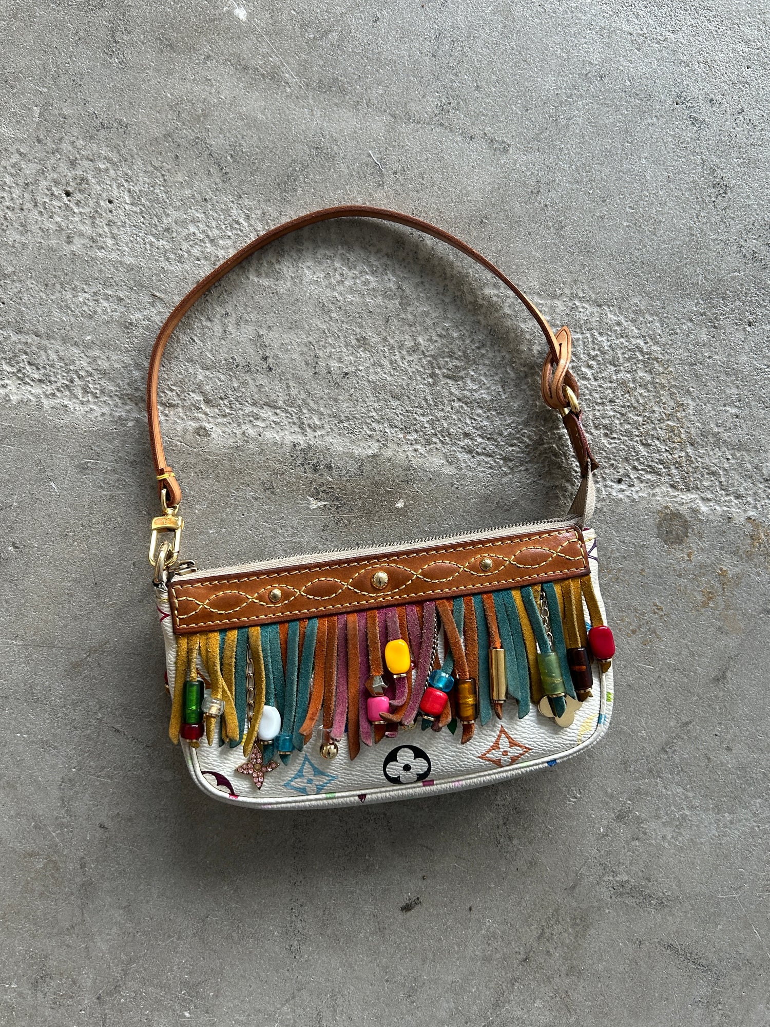 Vintage Louis Vuitton Takashi Murakami Fringe Mini Pochette Bag - RARE