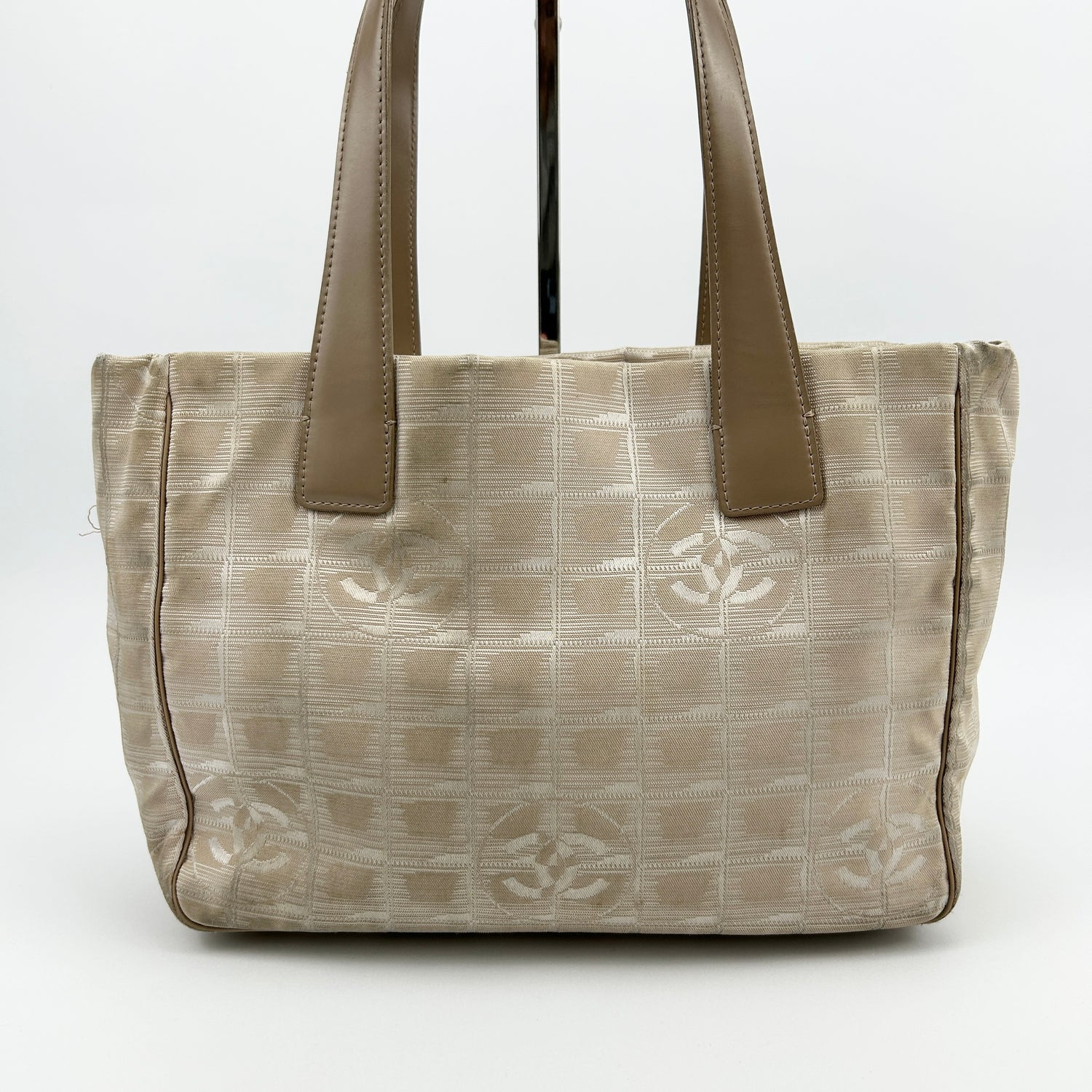 Vintage Chanel Travel Line Beige Tote Shoulder Bag