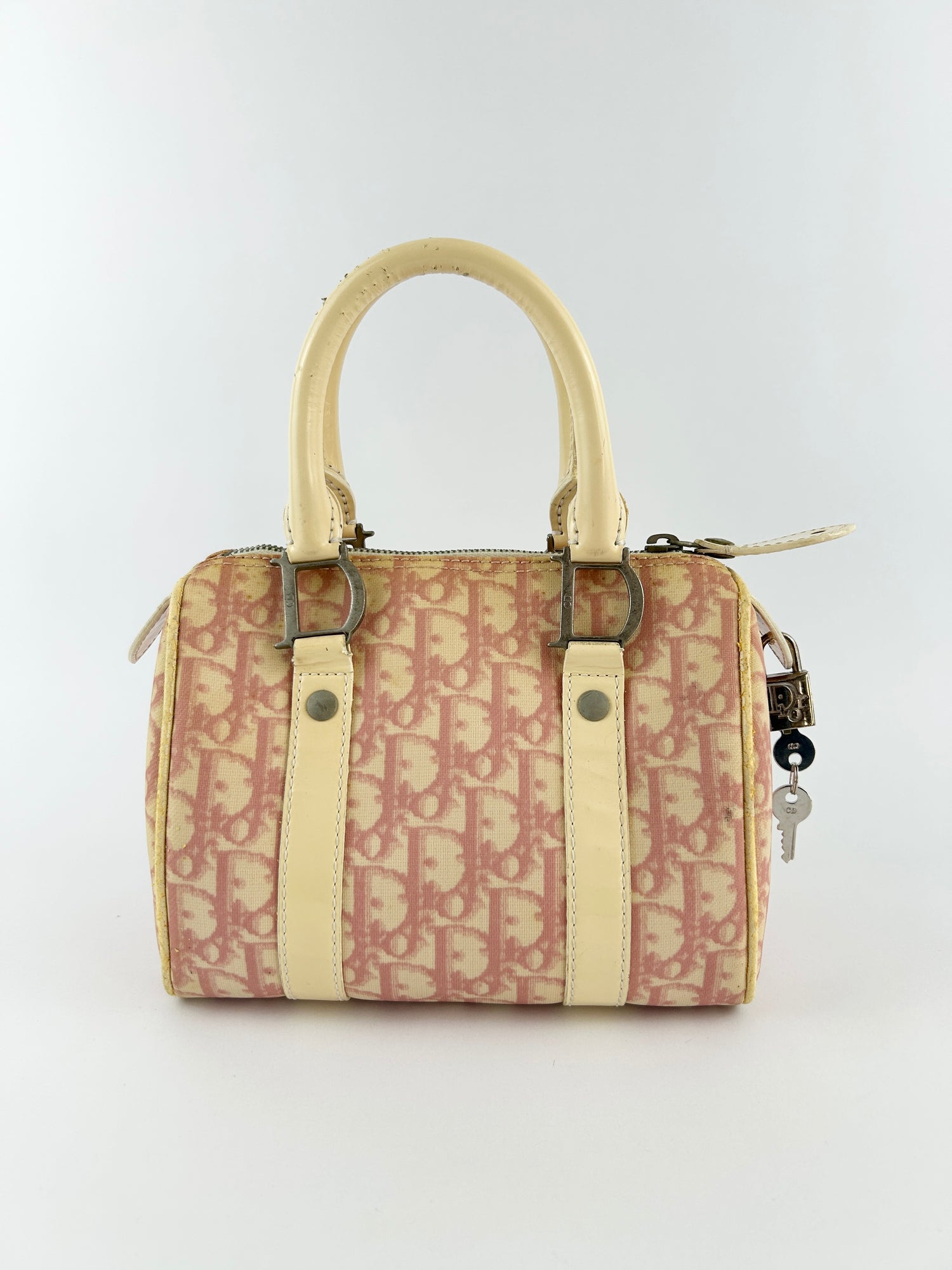 Vintage Christian Dior Pink Monogram Boston Handbag