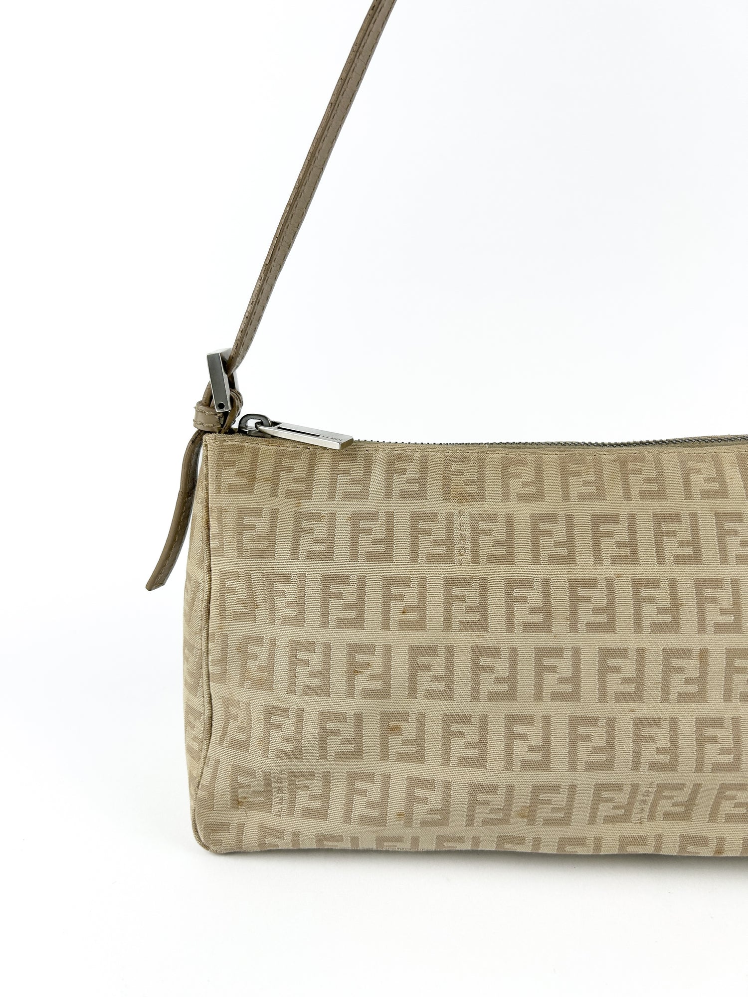 Vintage Fendi Zucca Beige Shoulder Bag