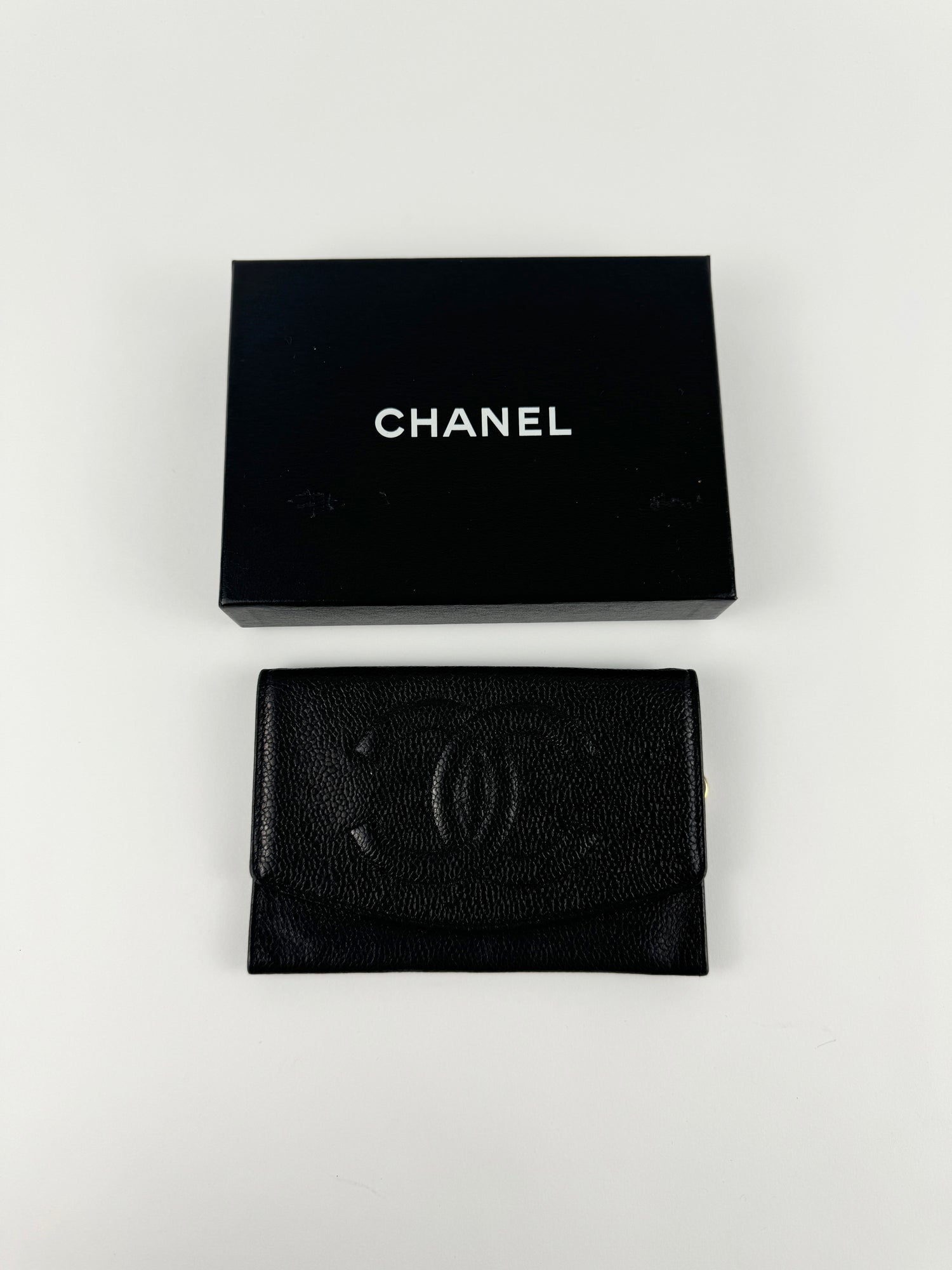 Vintage Chanel Caviar Leather Black CC Purse Wallet