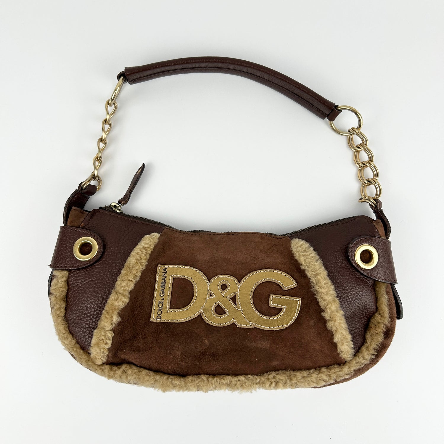 Vintage Dolce & Gabbana Shearling Shoulder Bag