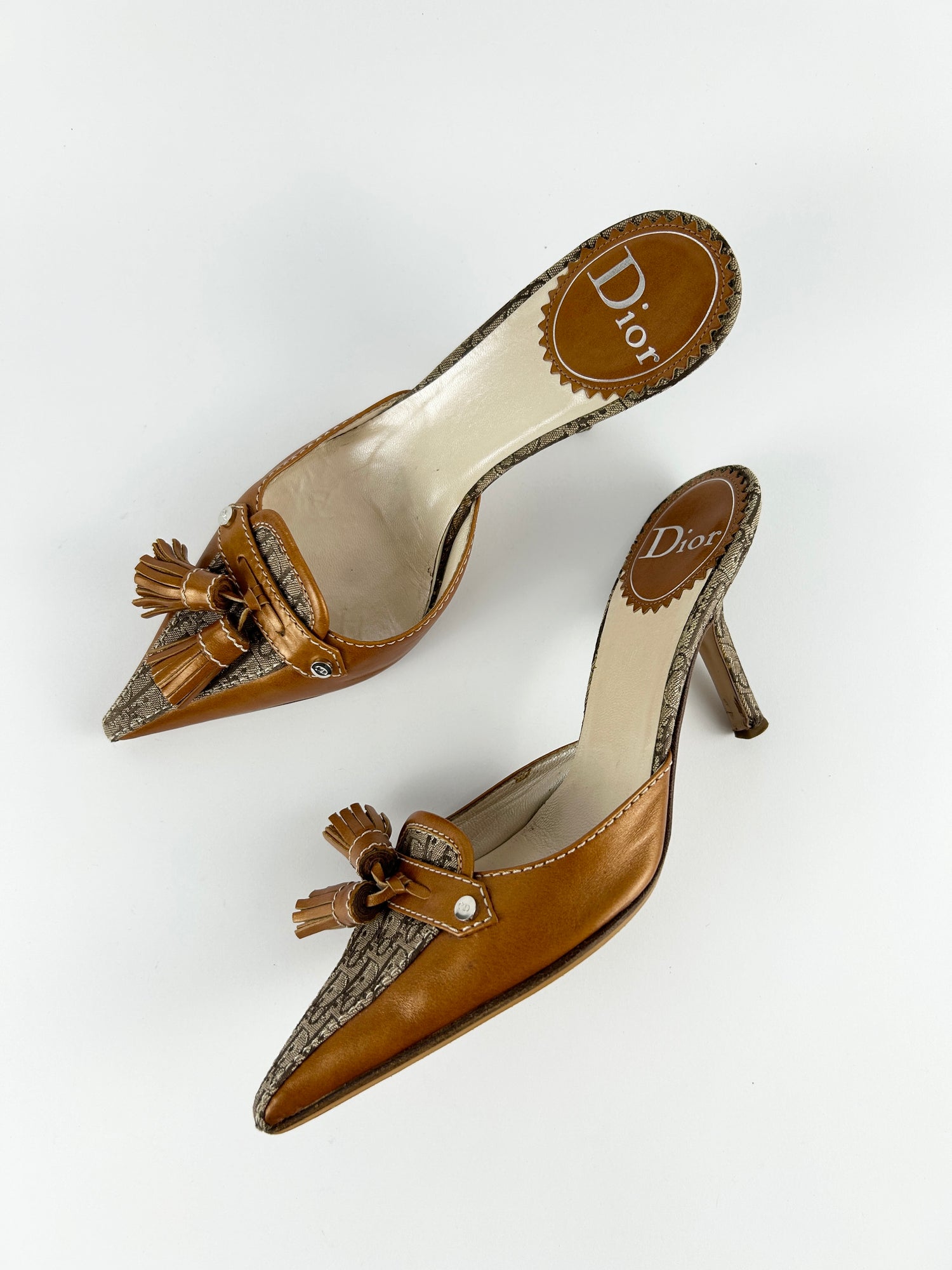 Vintage Christian Dior Monogram Slip Kitten Heels