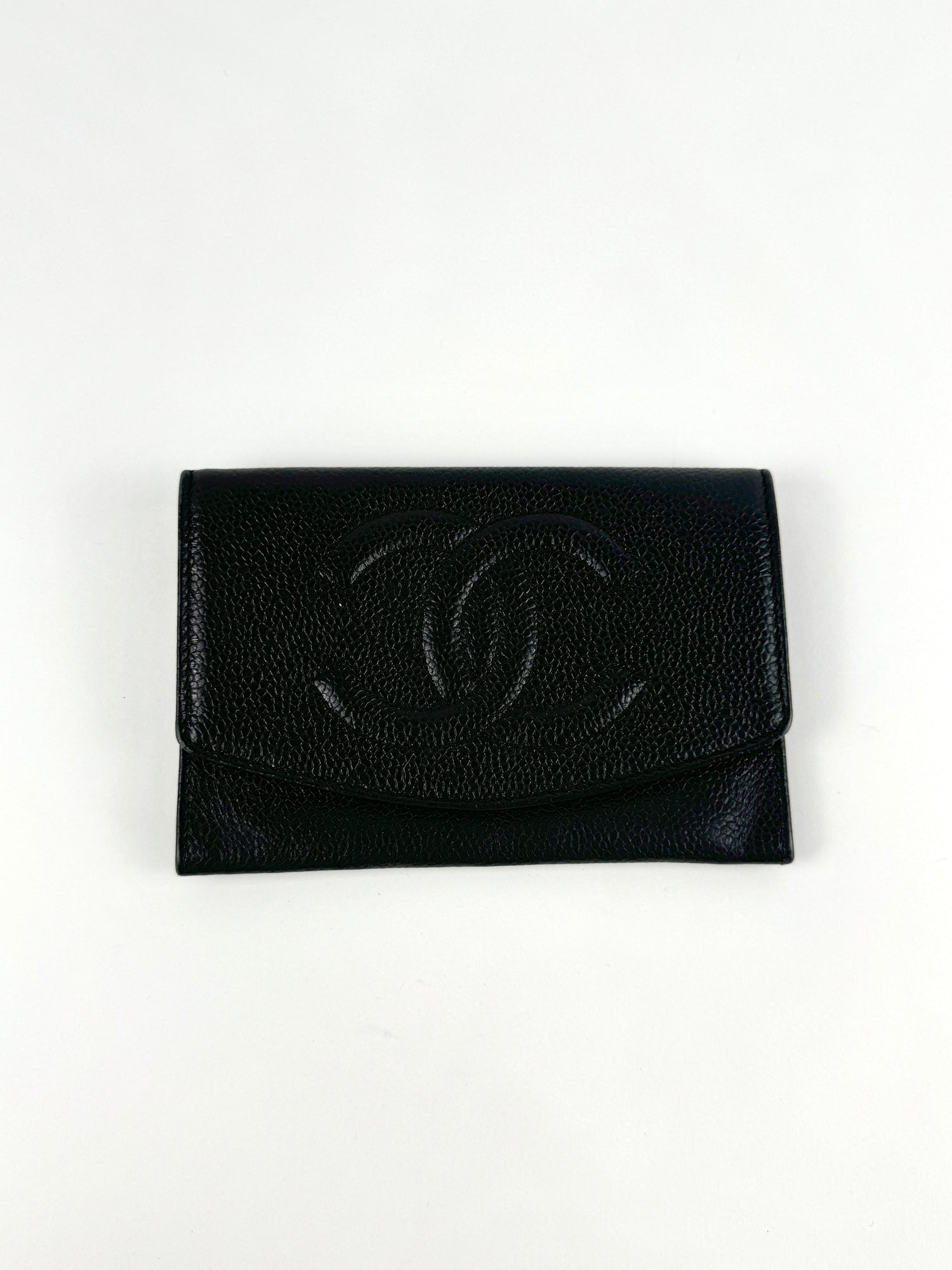 Vintage Chanel Caviar Leather Black CC Purse Wallet