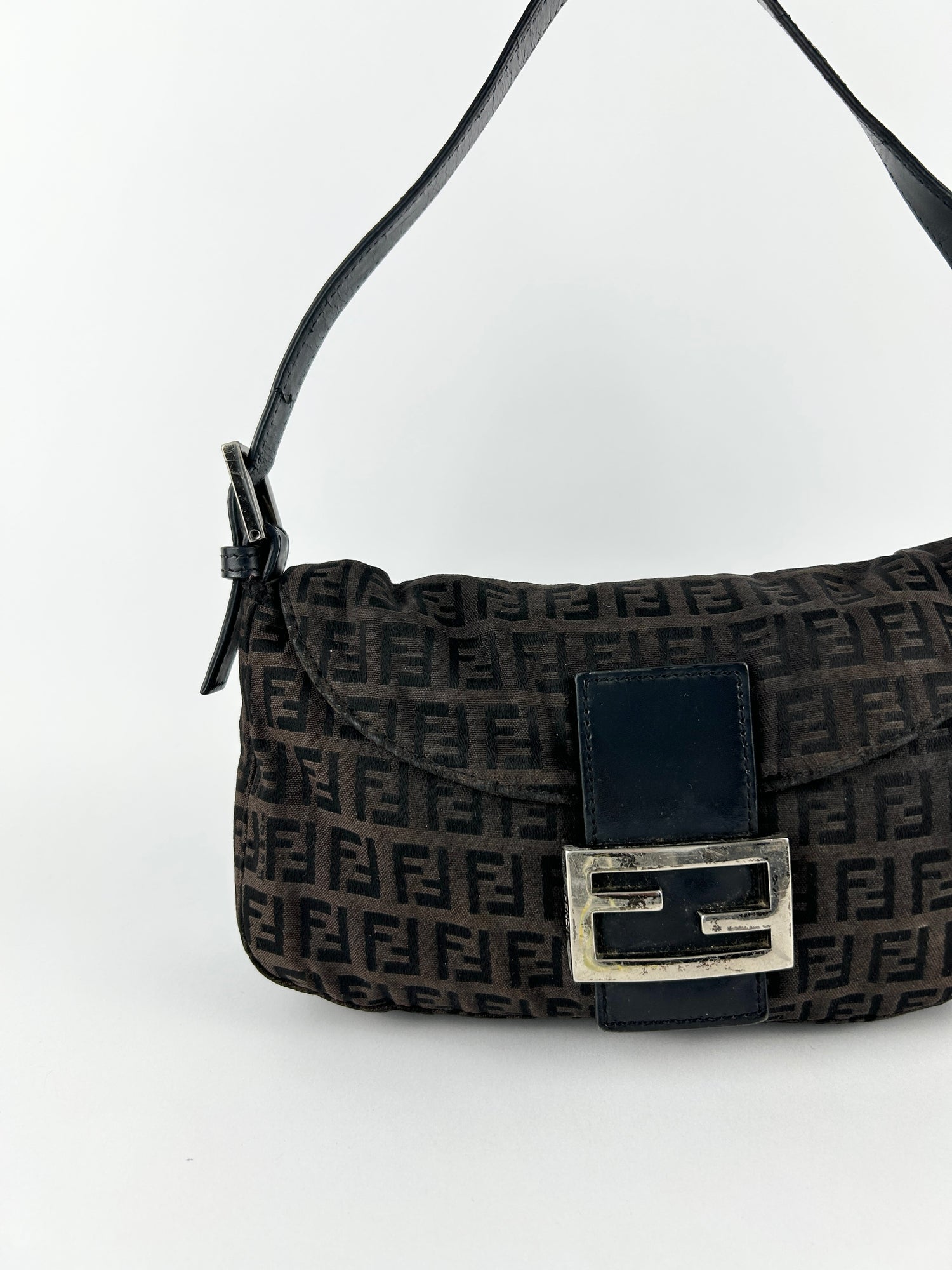 Vintage Fendi Zucca Baguette Shoulder Bag