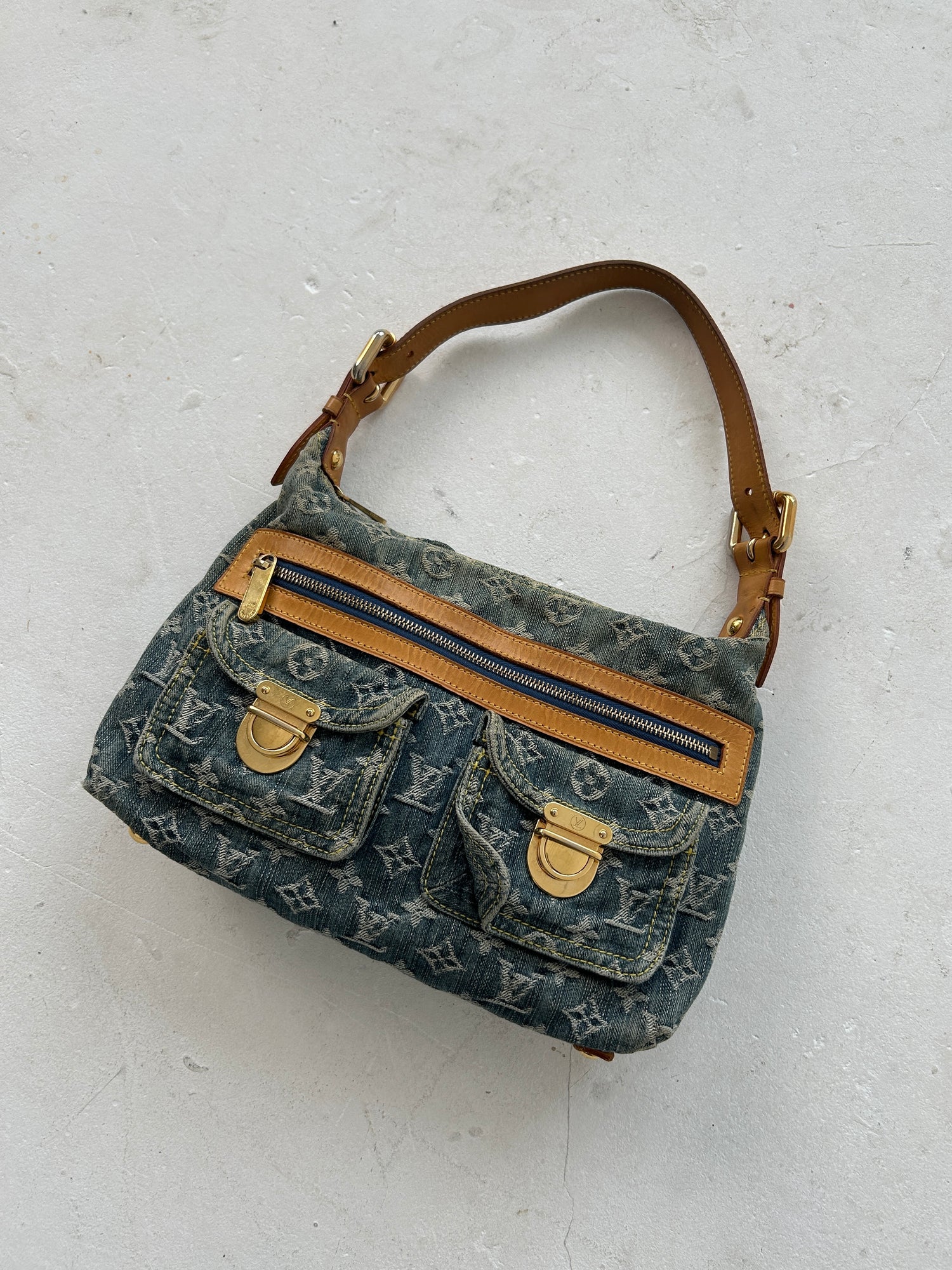 Vintage Louis Vuitton Denim Baggy PM Shoulder Bag (2006)