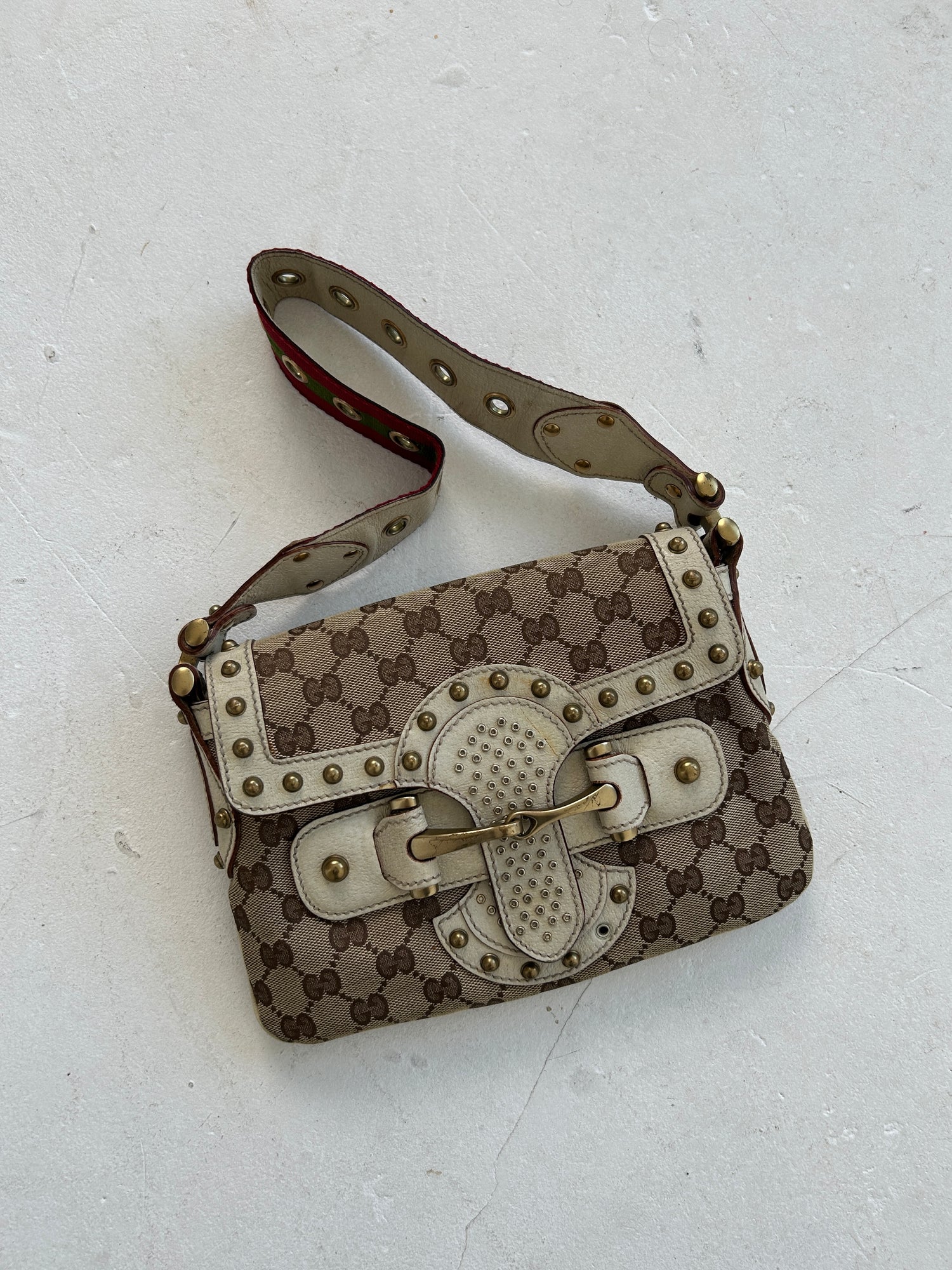 Vintage Gucci Studded Pelham Runway Shoulder Bag