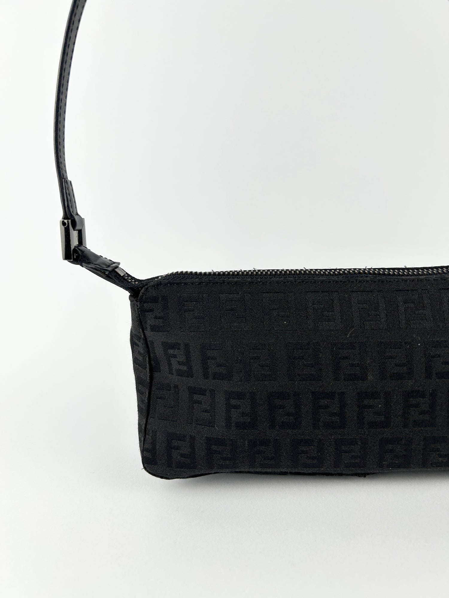 Vintage Fendi Zucca Black Shoulder Bag