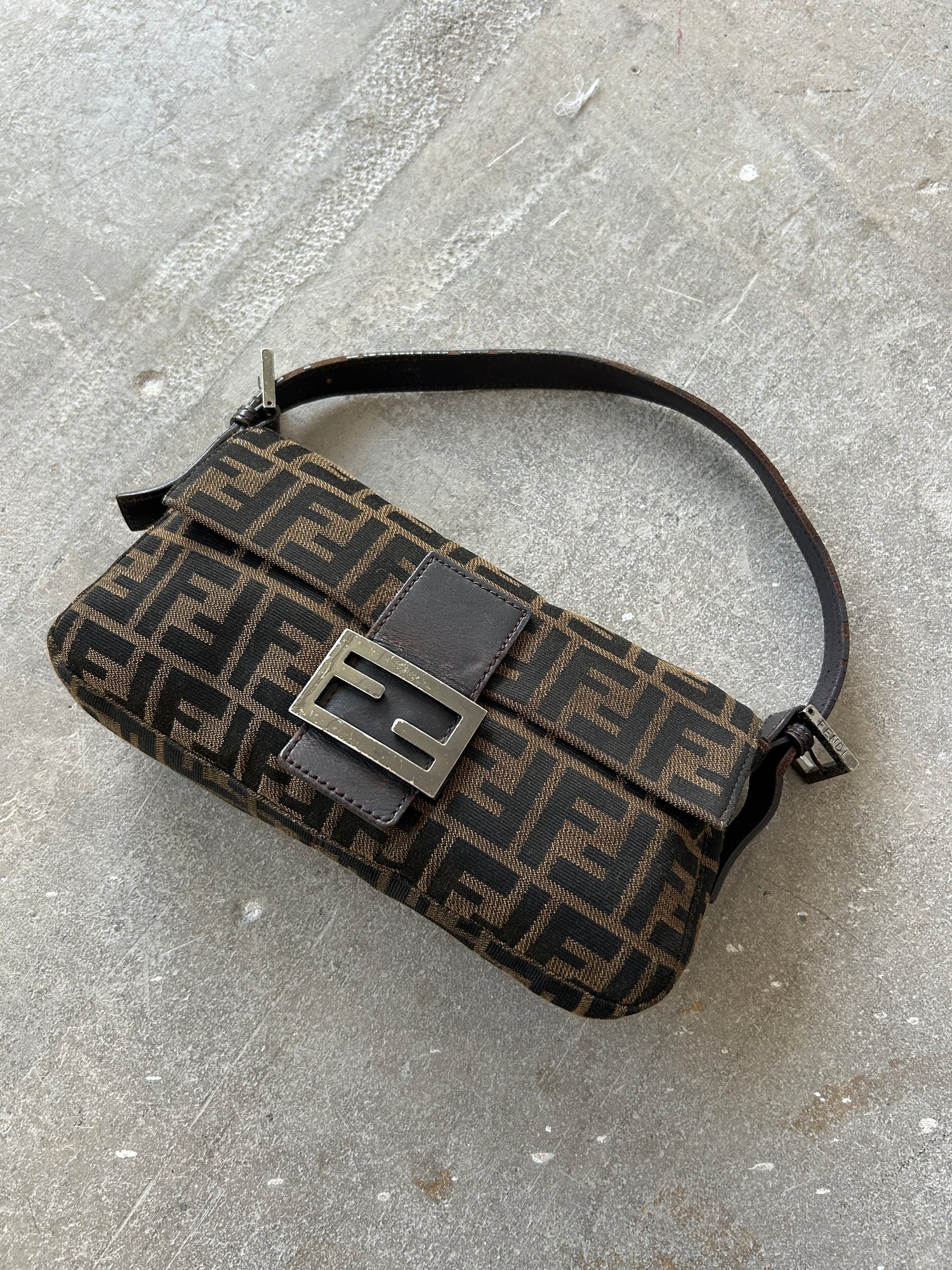 Vintage Fendi Zucca Baguette Shoulder Bag