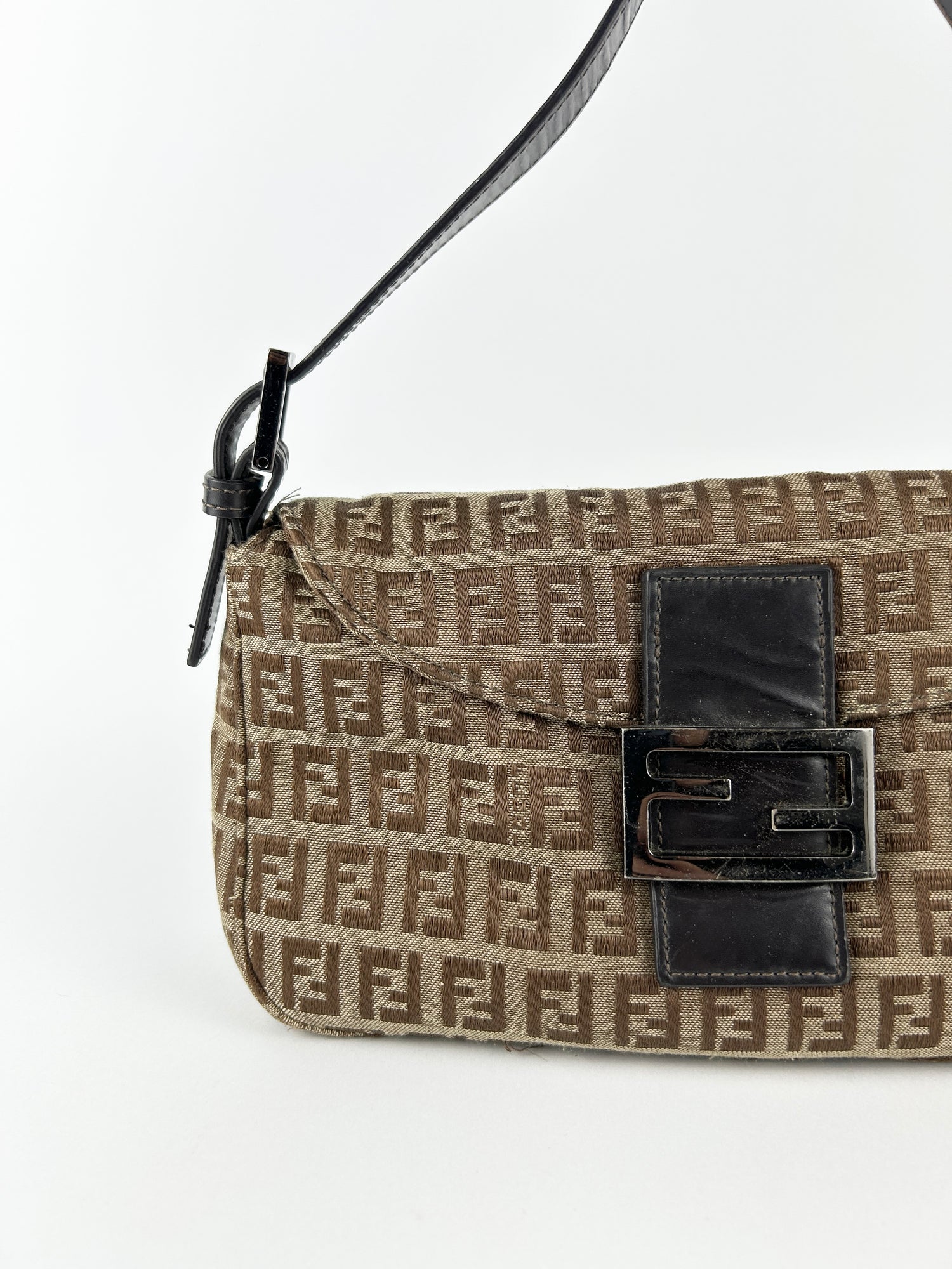 Vintage Fendi Zucca Baguette Shoulder Bag