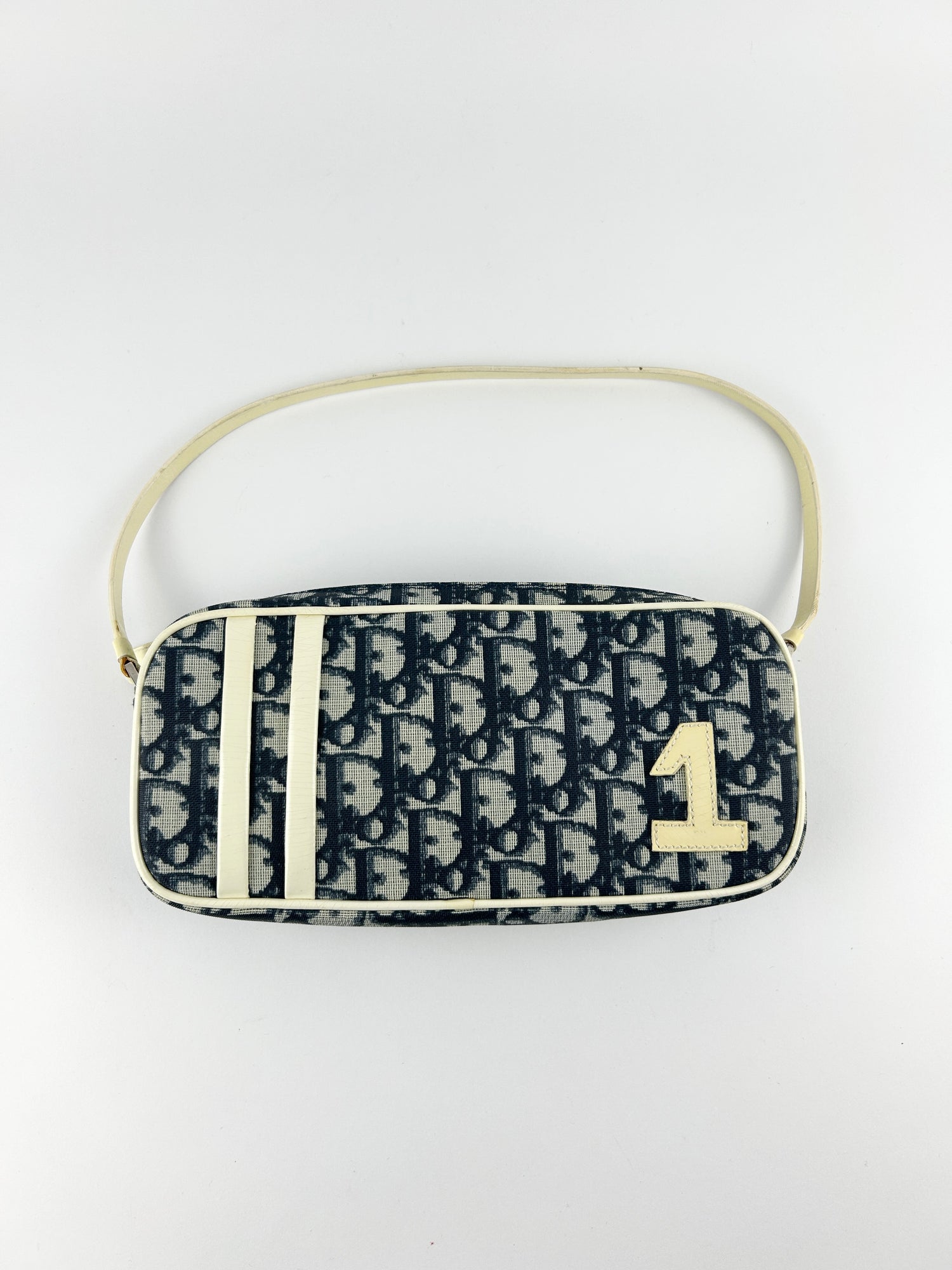 Vintage Christian Dior Blue Monogram Shoulder Bag (2001)