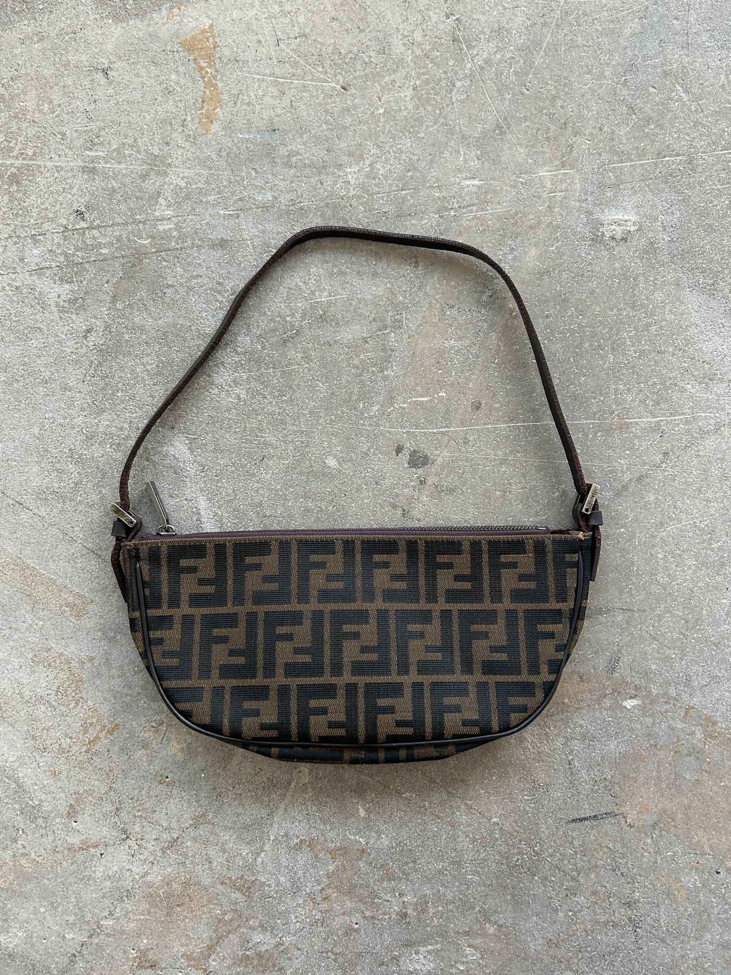 Vintage Fendi Zucca Half Moon Shoulder Bag