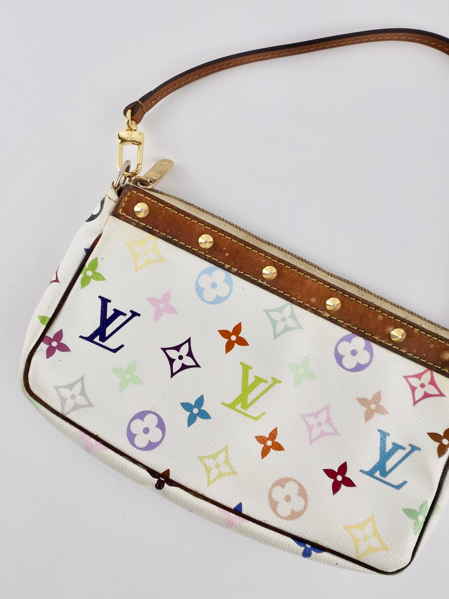 Vintage Louis Vuitton Takashi Murakami White Pochette Bag