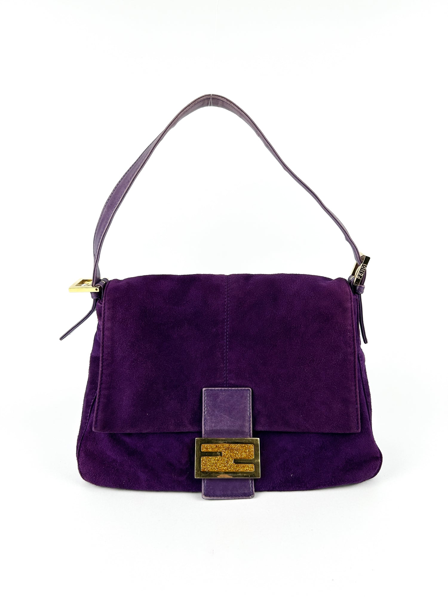 Vintage Fendi Purple Suede Mamma Baguette Shoulder Bag